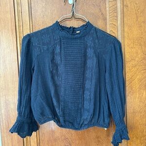 Free People Navy Blue Cropped Blouse - sz small